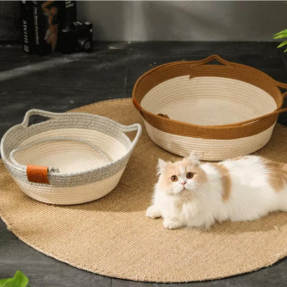 Cesta de algodón tejido para gatos