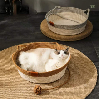 Cesta de algodón tejido para gatos