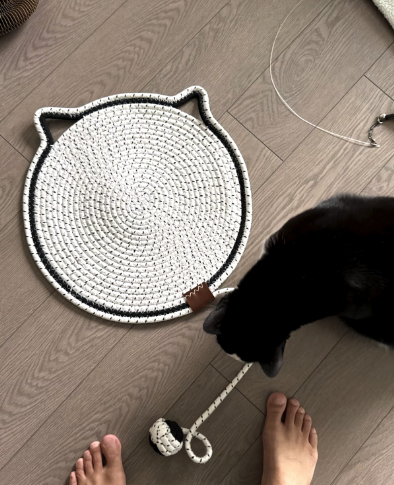 Alfombra de rascado y diversión con forma de gato