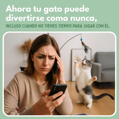 ALAVIVA – Juguete interactivo para gatos, con plumas, suspendido y que rebota
