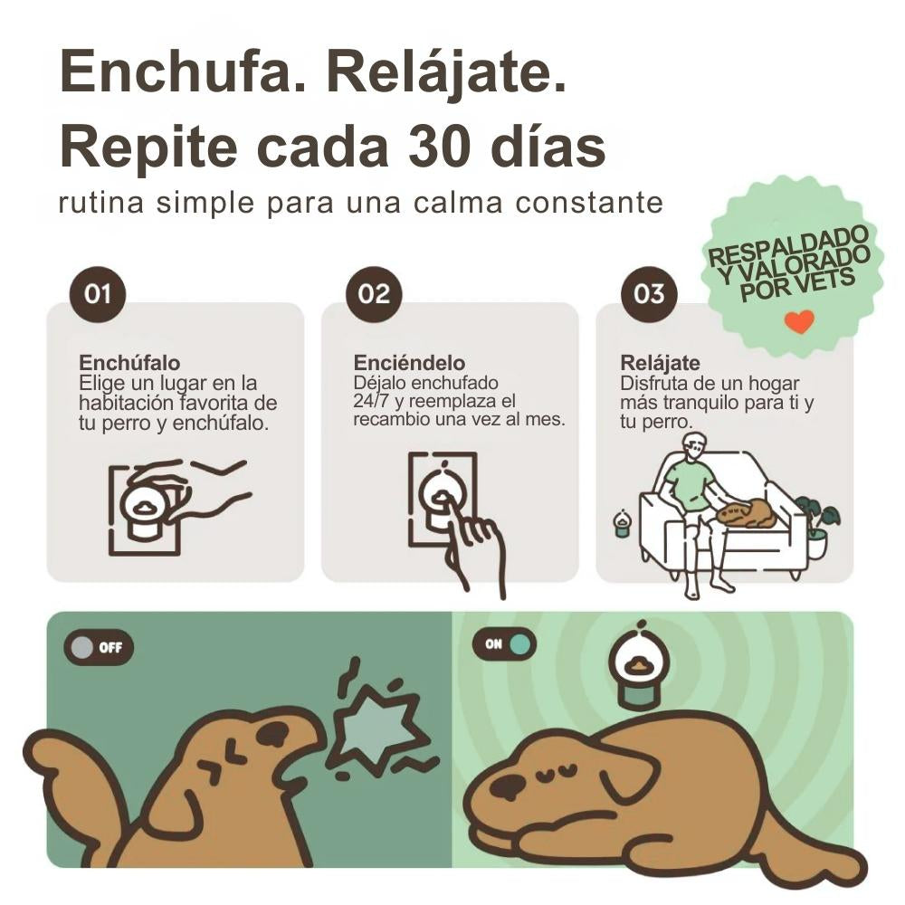 Difusor de Feromonas Veluna para el Alivio de la Ansiedad en Perros