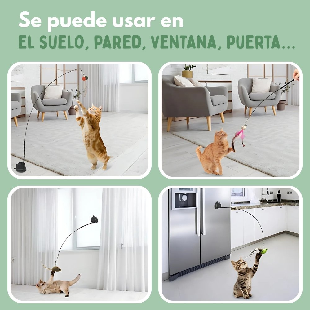ALAVIVA – Juguete interactivo para gatos, con plumas, suspendido y que rebota