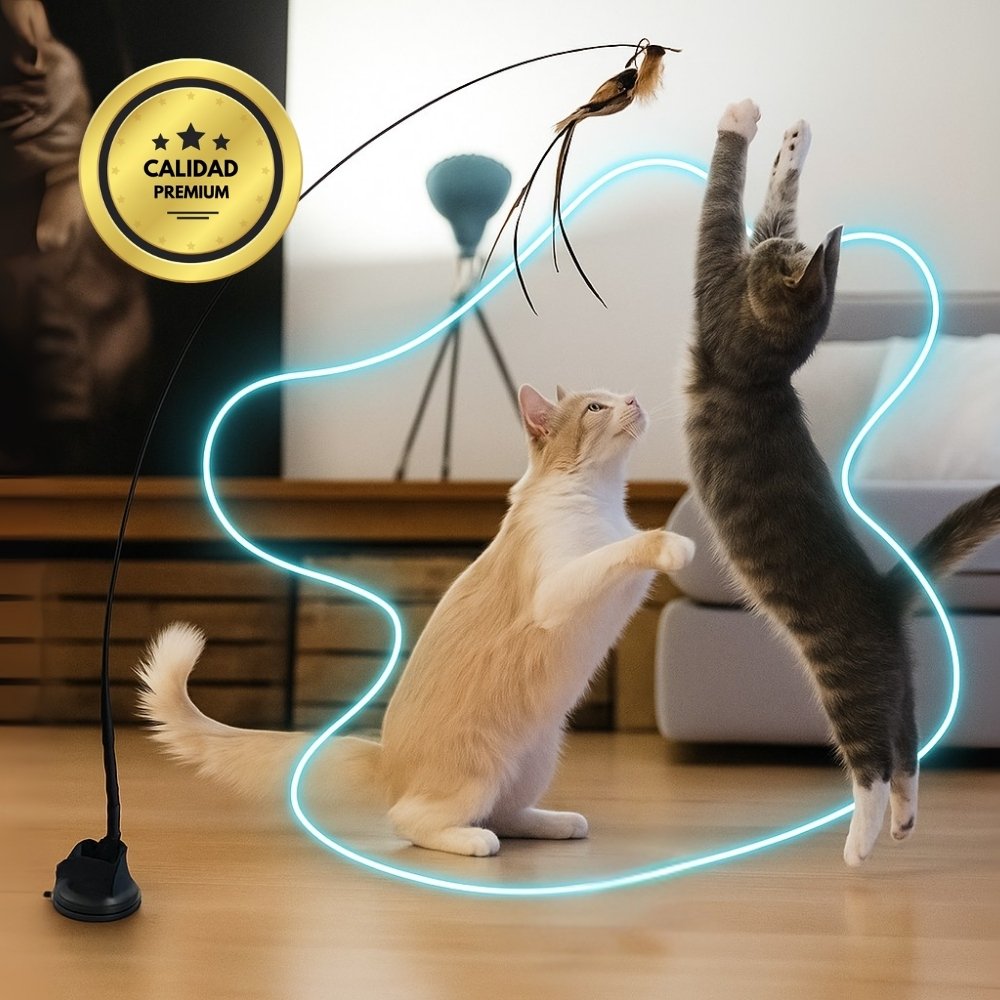 ALAVIVA – Juguete interactivo para gatos, con plumas, suspendido y que rebota