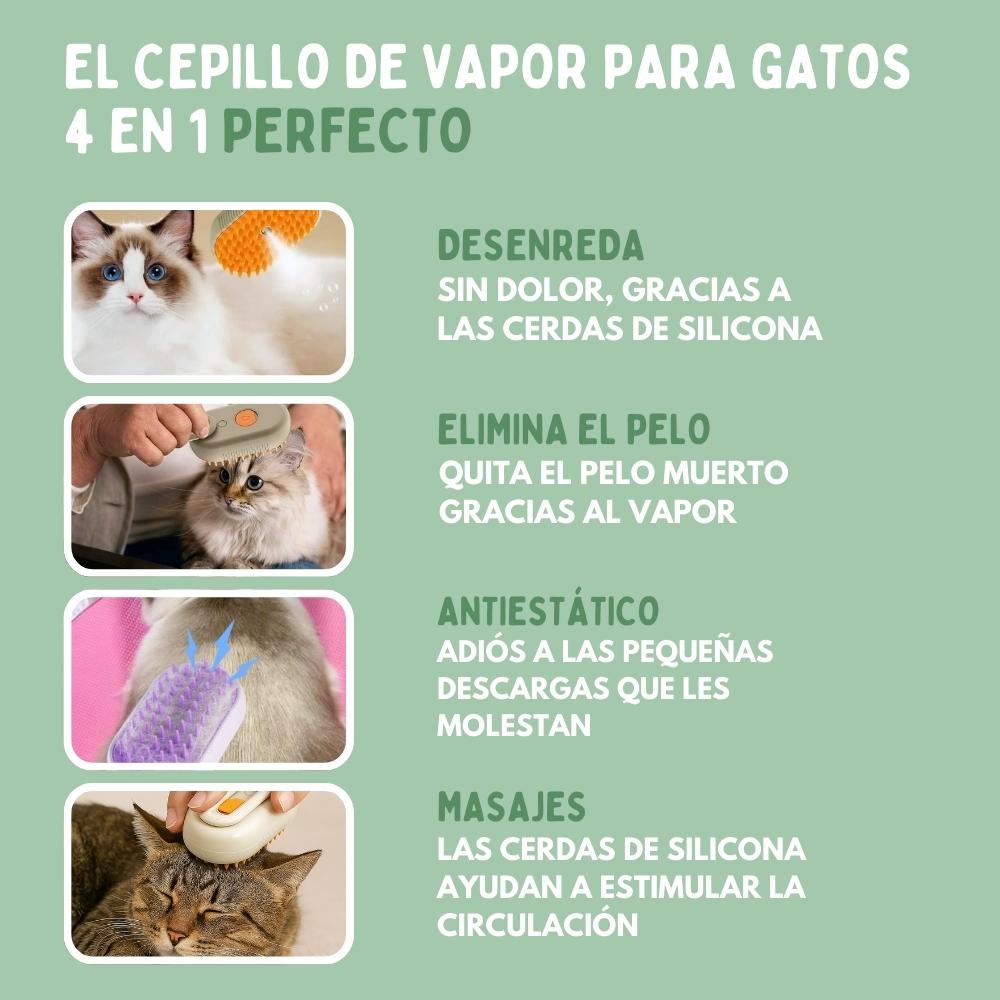 Cepillo de Vapor Multifuncional 4 en 1 para gatos