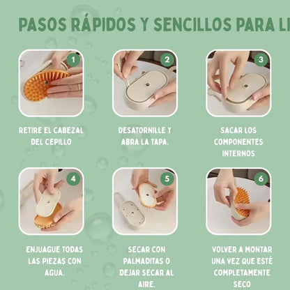 Cepillo de vapor multifuncional 4 en 1 para perros