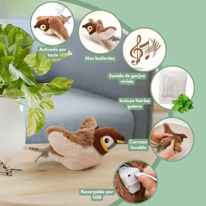 Juguete interactivo de pájaro para gatos