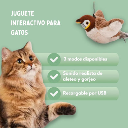 Juguete interactivo de pájaro para gatos