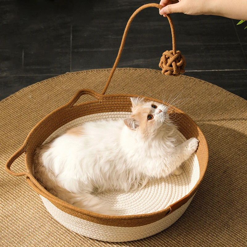 Cesta de algodón tejido para gatos
