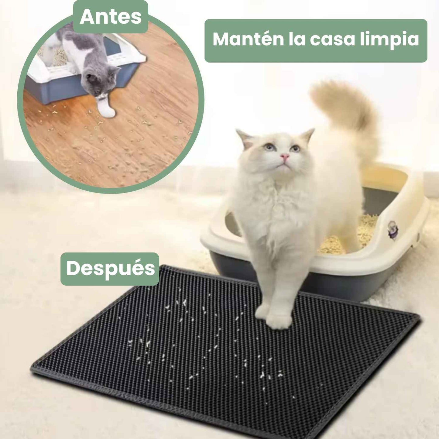 TAPETEMÁGICO - Alfombra de doble capa que mantiene el suelo limpio y recoge eficazmente los restos de arena y comida